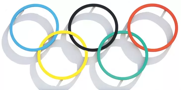Kiel, Germany - June 4, 2016: Olympic rings at Kiel Schilksee Olympic Centre. In 1972 Olympic games held in Munich and Kiel hosted the Olympic sailing competitions - BIGSTOCK.COM