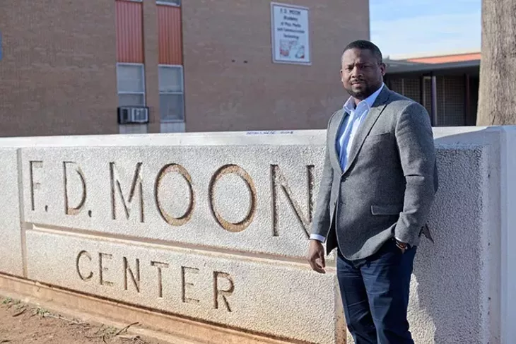 Sandino Thompson, community member on OKCPS Northeast Task Force, poses for a photo at F.D. Moon, Friday, Feb. 17, 2017. - GARETT FISBECK