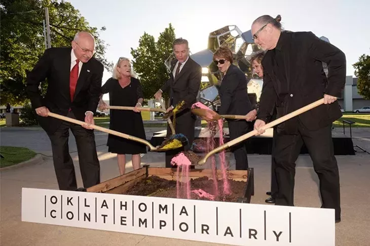 Leaders and supporters of Oklahoma Contemporary, including Christian Keesee center move - ground where the organization’s new arts - campus will be in Automobile Alley. | Photo Garett Fisbeck
