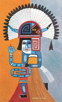 Michael Kabotie’s “Guardian of the Water” is included in Generations in Modern Pueblo Painting at OU’s Fred Jones Jr. Museum of Art. | Image Fred Jones Jr. Museum of Art / provided