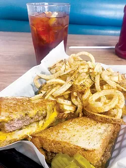 Fresh hamburger is the star of the patty melt, and - fresh french fries are topped with seasoning salt. - JACOB THREADGILL
