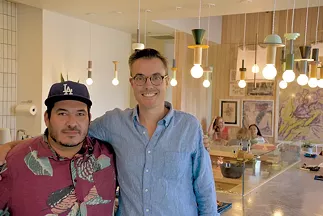 Commonplace co-owners Chris Castro and Ben Nockels inside the new kitchen. Castro is the head chef and menu planner. - JACOB THREADGILL