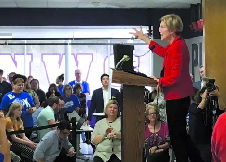 Oklahoma City-born Sen. Elizabeth Warren spoke at Northwest Classen High School Sept. 22. - NAZARENE HARRIS