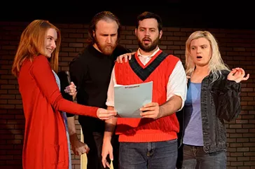 Left to right Ashley Bower, Peter Fischaber, Matthew Moreillon, and Jessica Bisel appear in Carpenter Square Theatre’s horror satire, Slasher. - RHONDA CLARK / PROVIDED