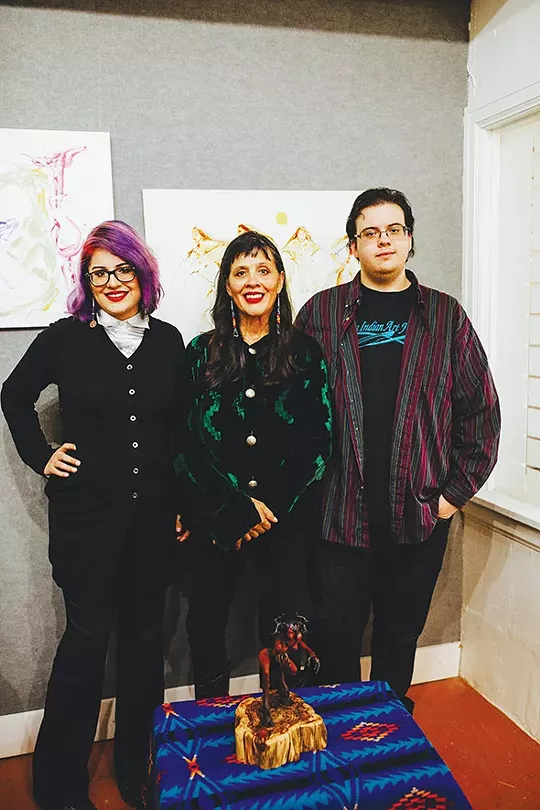 from left Hvresse Christie Tiger, Dana Tiger and Coleman Lisan Tiger Blair’s art is on display at Gallery One at The Paseo through Jan. 2. - ALEXA ACE