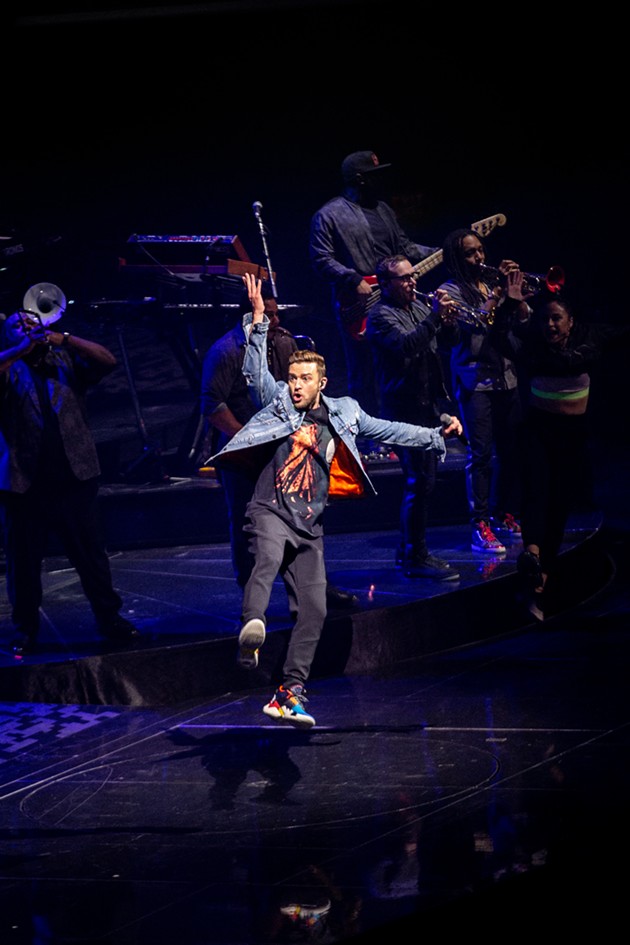 Justin Timberlake rallies the crowd Saturday at Chesapeake Energy Arena. - ALEXA ACE