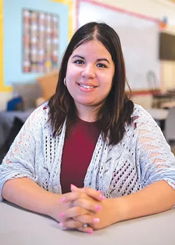 Brisa Ledezma, a middle school social studies teacher, worries about what the future of DACA could mean for her husband and baby son. - ALEXA ACE
