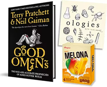 Good Omens (Image HarperCollins Publishers / Provided) • Ologies with Alie Ward (Image Ologies with Alie Ward / provided) • Melona Mango (Photo provided)