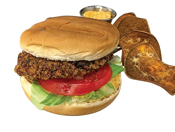 The handmade veggie burger at Cafe 110 is one of its top-sellers. - JACOB THREADGILL
