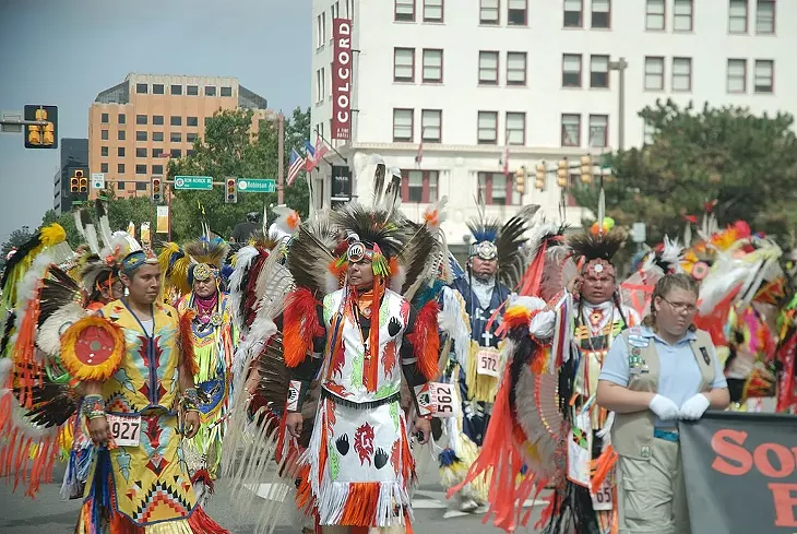 Southern Fancy Dancers in the Red Earth Parade at the 2008 Red Earth Festival. - RED EARTH FESTIVAL / WIKIMEDIA COMMONS / PROVIDED