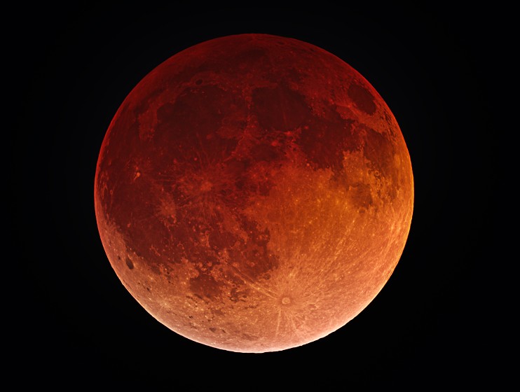 The moon photographed during the Lunar Eclipse on April 15, 2014.