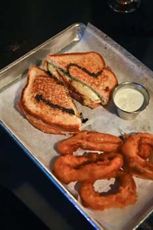 the Mule Sandwich and Onion Rings.  mh