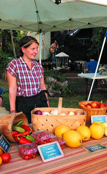 The W Bar M Sheep and Wool produce booth at Paseo Art District Sundaze Organic Festival. (Devon Green)