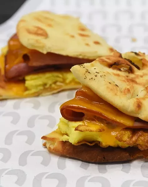 Ham, egg and cheese Breakfast Nanwich at Cube in Norman, 9-28-15. - MARK HANCOCK