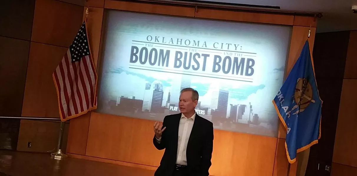 Oklahoma City mayor Mick Cornett introduces “Oklahoma City: The Boom, the Bust and the Bomb" during a Monday screening. - BEN FELDER