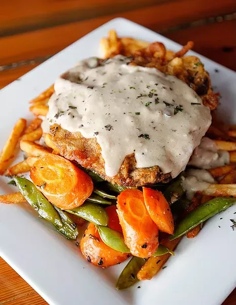 Chicken Fried Portobello at Picasso's Cafe in Oklahoma City, Wednesday, April 29, 2015. - GARETT FISBECK