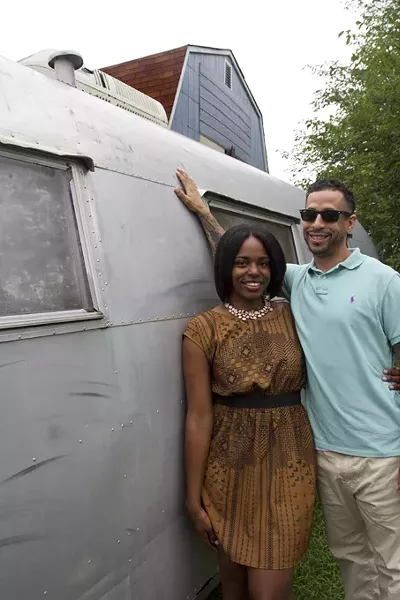 Shot 6/16/2015 Shawnee, newly owners of a Vintage airstream Vanessa Morrisan and Bruce Waight is being renovated to soon serve haircuts to the community.