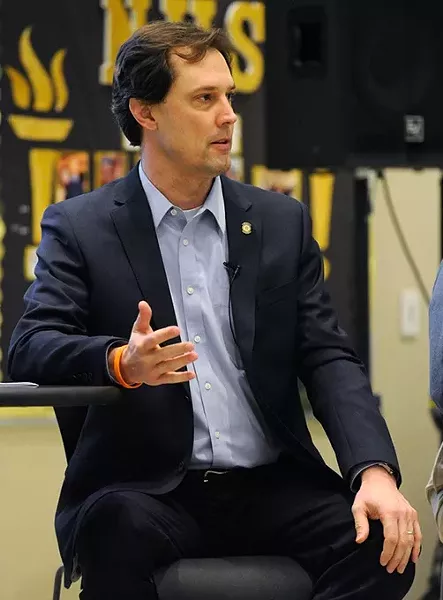 Jason Nelson speaks during a Education Spending Accounts forum at Bishop McGuinness High School, Thursday, Jan. 21, 2016. - GARETT FISBECK