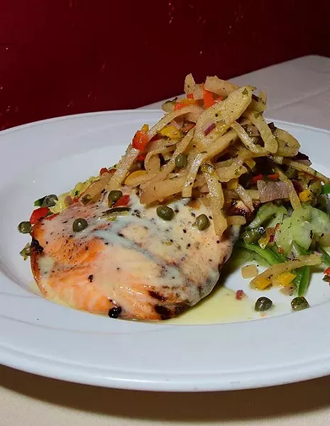 Grilled Salmon at Paseo Grill, in Oklahoma City, 5-9-16. - MARK HANCOCK