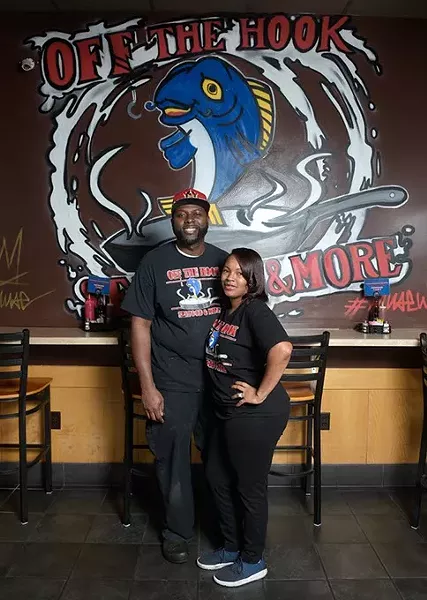 Owners Corey and Loneisha Harris at Off the Hook, Tuesday, Feb. 14, 2017. - GARETT FISBECK
