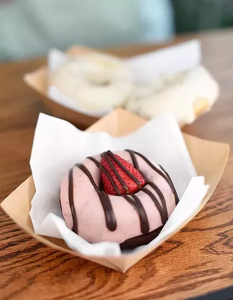 ?Chocolate strawberry at Holey Rollers, Wednesday, April 27, 2016. - GARETT FISBECK