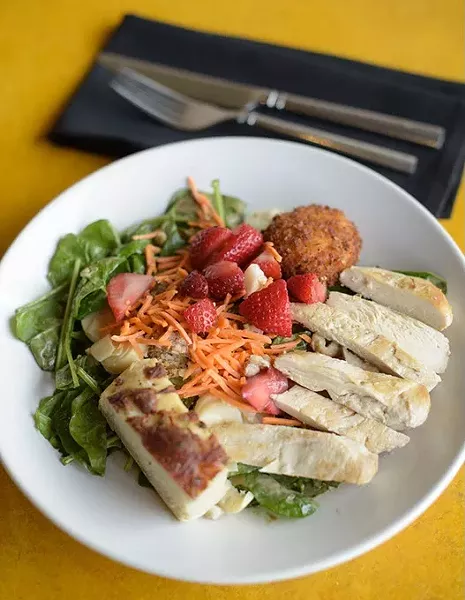 Fresh strawberry and spinach salad at Cafe 501, Wednesday, July 26, 2017. - GARETT FISBECK