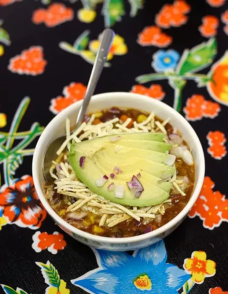 Vegan chili at The Earth in Norman, Friday, April 22, 2016. - GARETT FISBECK