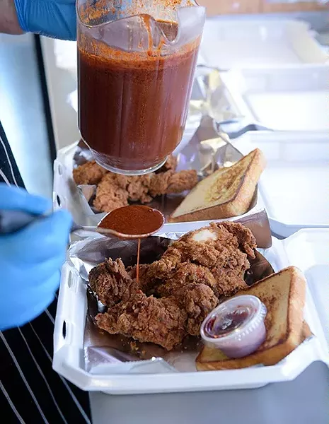 Hot chicken at Chef Ray's Street Eats, Wednesday, March 1, 2017. - GARETT FISBECK