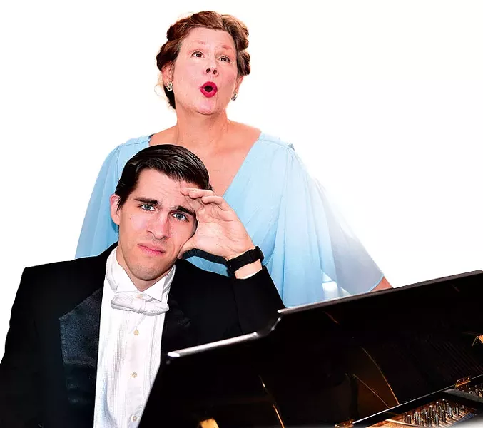 Molly Cason Johnson and Joey Harbert as Florence Foster Jenkins and Cosmé McMoon in Painted Sky Opera’s production of Souvenir. Photo Wendy Mutz / provided