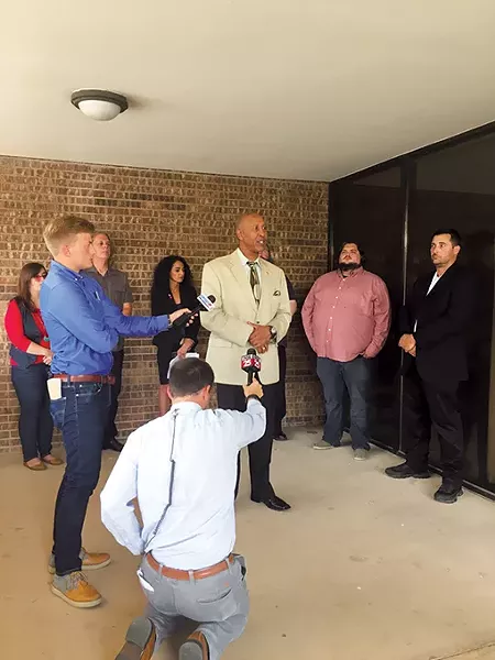 Oklahoma City NAACP president Garland Pruitt speaks at a press conference regarding accusations of misrepresentation and racism with the Del City Police department. - NAZARENE HARRIS