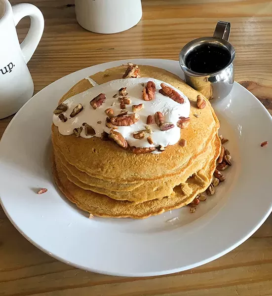 Home Sweet Homa, sweet potato pancakes with marshmallow topping and pecans. - JACOB THREADGILL