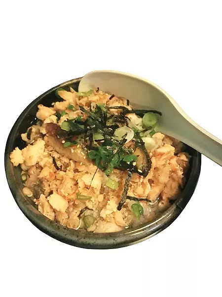 Ochazuke is salmon and eel over rice and broth - JACOB THREADGILL