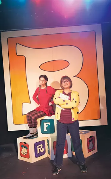 from left Katy Yates plays Tattletale May and Dani Pike plays Junie B. in Junie B in Jingle Bells Batman Smells. - OKLAHOMA CHILDREN’S THEATRE / PROVIDED