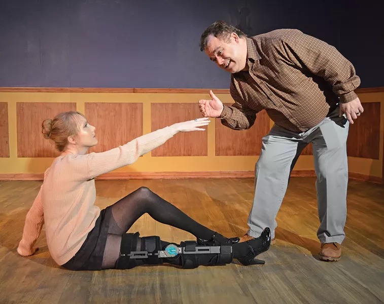 from left Chelsea Davis plays Senga and Daniel Willsey plays Ever in Carpenter Square Theatre’s production of Dancing Lessons. - CARPENTER SQUARE THEATRE / PROVIDED