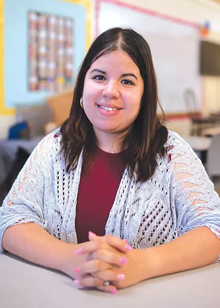Brisa Ledezma, a middle school social studies teacher, worries about what the future of DACA could mean for her husband and baby son. - ALEXA ACE