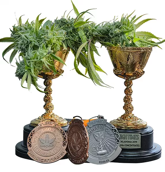Fire Leaf dispensary's Cannabis Cup trophies - PHILLIP DANNER