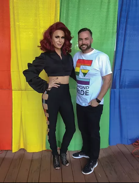 Edmond Pride 2018 headliner Trinity Taylor poses with event chair John Stephens. - PROVIDED