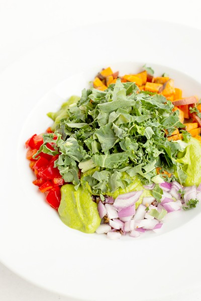 The Sweet Kale bowl checks in at just 150 calories, thanks to the use of an oil-free avocado dressing. - PROVIDED