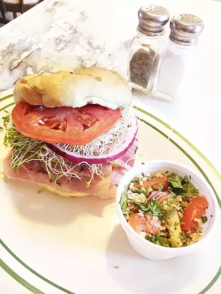 The Two-Hour Special with ham and pastrami and a side of tabbouleh at The Brown Bag Deli. - JACOB THREADGILL
