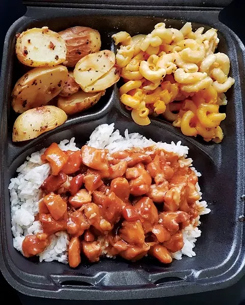 Favorites like barbecue and bourbon chicken will make regular appearances on the rotating menu at Oklasoul Cafe. - PROVIDED