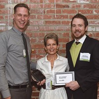 From left, Brian Bergman, Laura Massenat, and Jonathan Stranger. H & 8th were winners for the Best Community Building Effort.