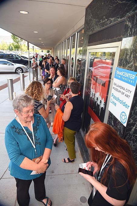 A line of people wait outside the OKCMOA to attend the screening of Rolling Papers during the DeadCenter Film Festival, 6-11-2015.  Mark Hancock