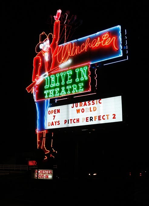 Chester welcomes guests to Winchester Drive-In. (Garett Fisbeck)