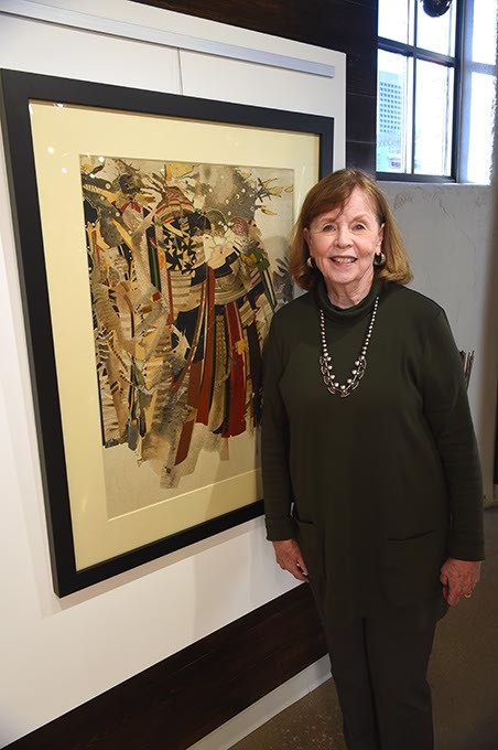 Chickasaw artist Brenda Kingery with her work "November", one of her paintings on display at Exhibit C gallery in Bricktown, 11-7-15. - MARK HANCOCK