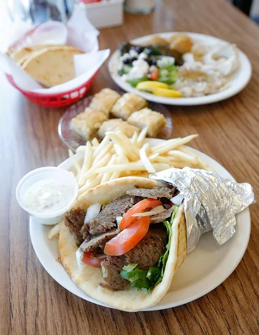 Gyro combo, veggie plate, and baklava at Ol' Gyro in Oklahoma City, Tuesday, Oct. 20, 2015. - GARETT FISBECK