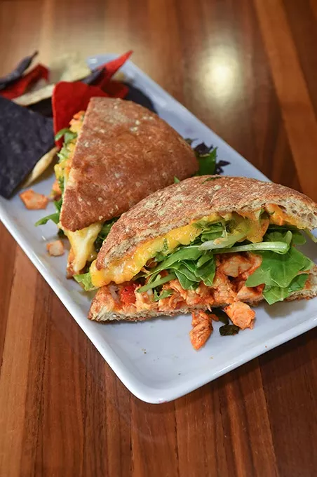 Sriracha Chicken Sandwich, at the Downtown OKC Coolgreens, 9-11-15. - MARK HANCOCK