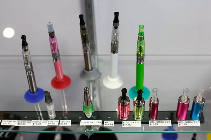 E-cigarette supplies at Get Vaped in Edmond, Thurday, Nov. 19, 2015. - GARETT FISBECK