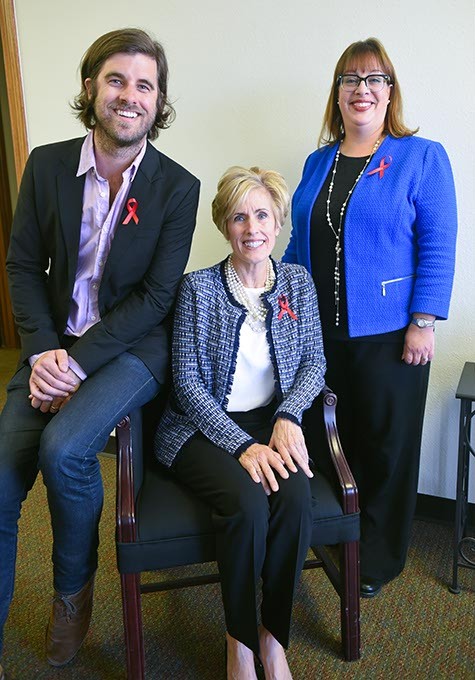 Chair persons and board members for the Oklahoma Aids Care Fund and Red Tie Night, from left, Graham Colton, his mom, Cindy Cooper, and New Director, Cher Golding, 11-3-15. - MARK HANCOCK