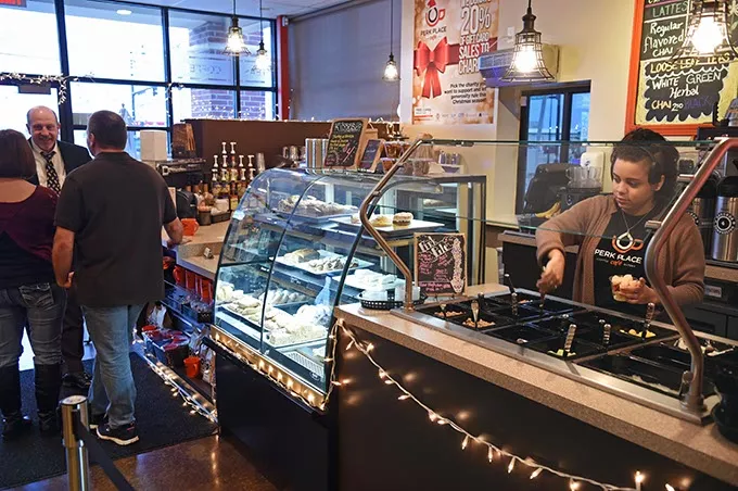 Perk Place Cafe during one of their recent free coffee mornings, 7 to 8 a.m. mh