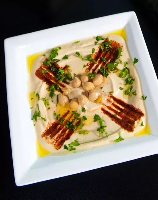 A nice side dish of Hummus at Hummus Mediterranean Cafe in Moore. mh